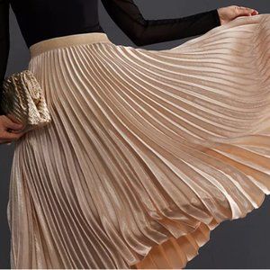 Anthropologie UK Gold Pleated Midi Skirt never worn